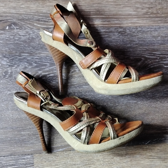 Michael Kors Brown and Gold Sandals with Elegant Design - Picture 5 of 9